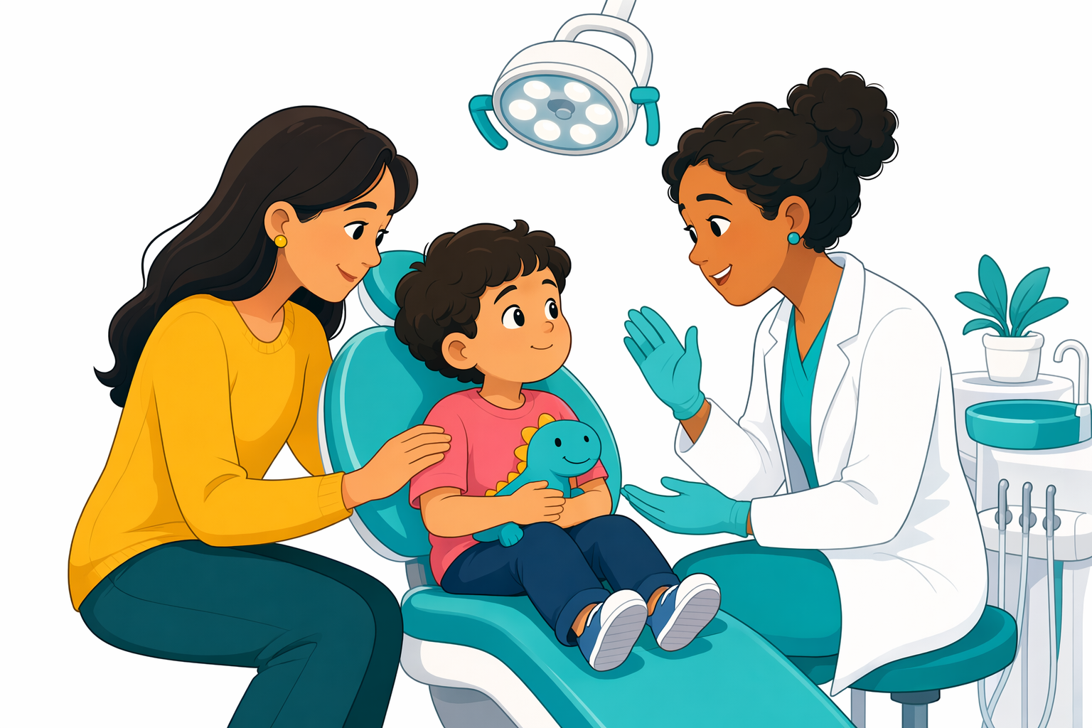 Illustration for Helping an anxious child at the dentist